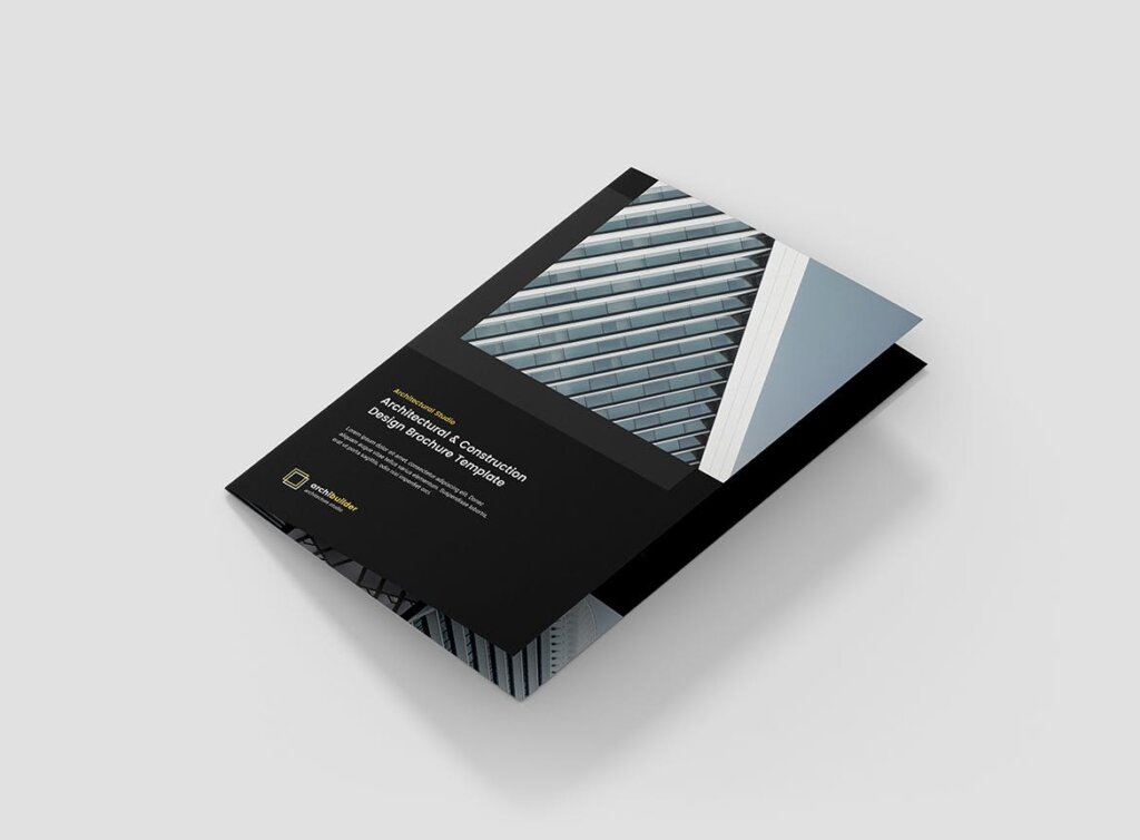 建筑工作室投资组合三折页模板素材下载Brochure Architect Bi Fold插图4