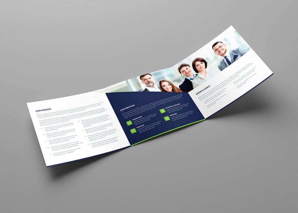 企业商业营销市场销售产品介绍印刷品折页模版素材下载Brochure Company Tri Fold Square插图4