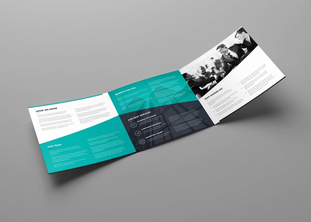创意机构产品手册模板素材下载Brochure Corporate Tri Fold Square插图4
