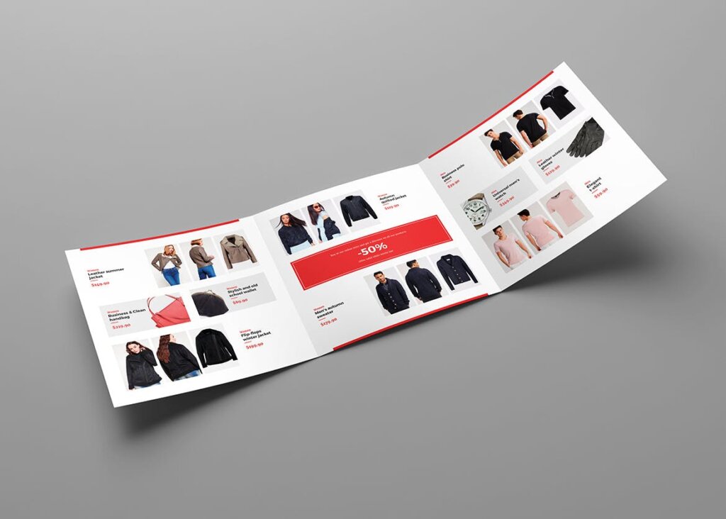 服装大促销宣传折页模版素材下载Brochure Fashion Look Book Tri Fold Square插图4