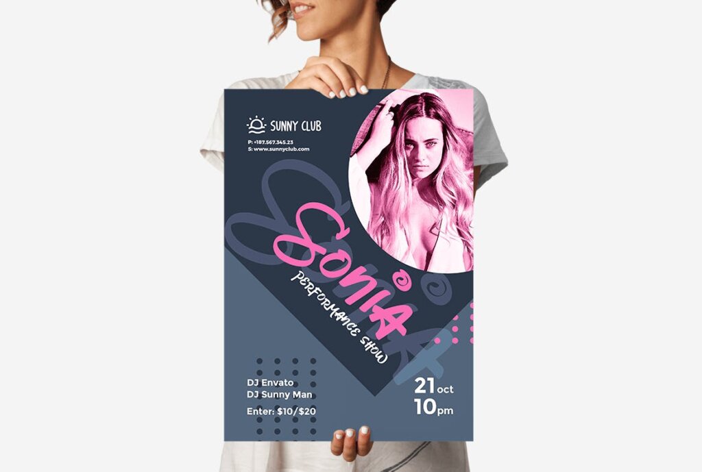 现代设计感摇滚舞蹈传单海报模板素材下载DJ Sonia Party Flyer Poster插图4