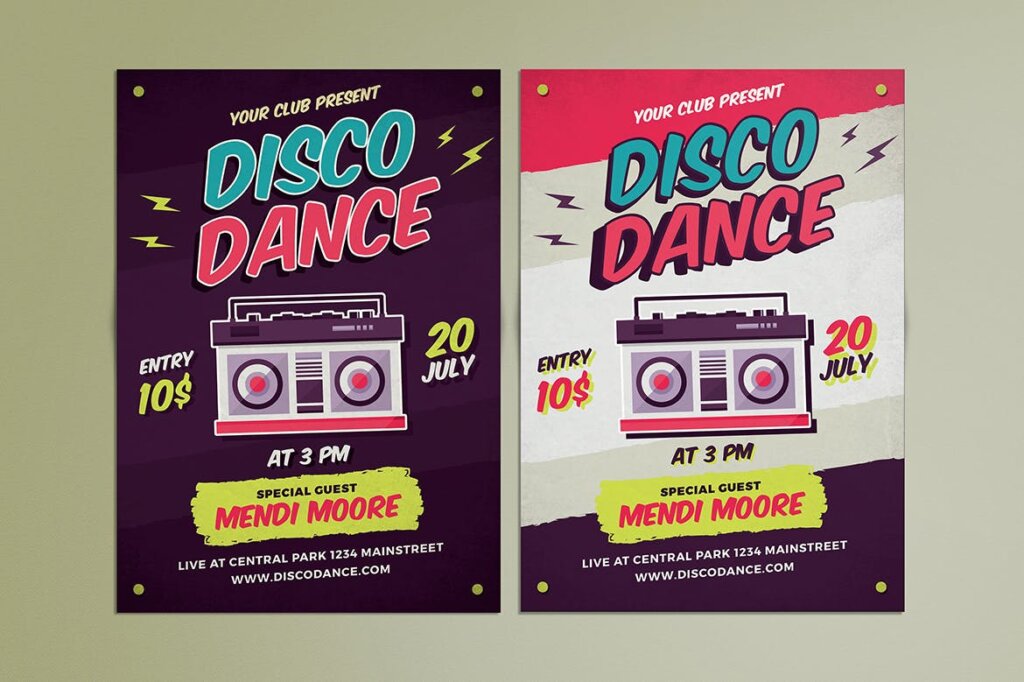 精致文艺迪斯科舞蹈海报传单模板素材下载Disco Dance Poster Flyer插图4