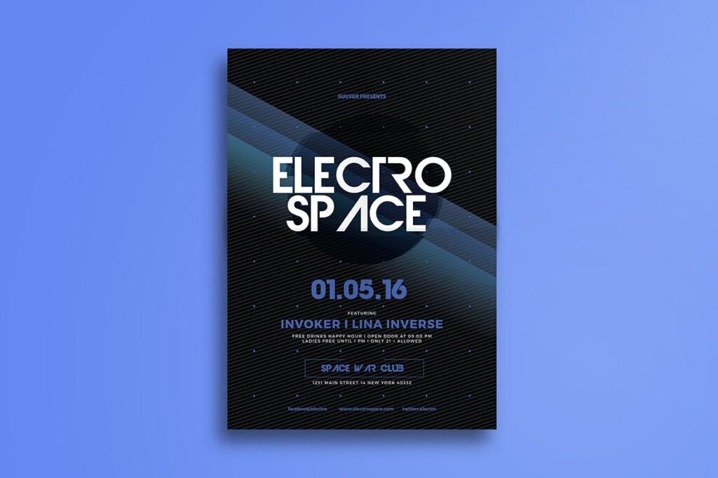 电子音乐海报传单模版素材Electro Space Sound Flyer插图4