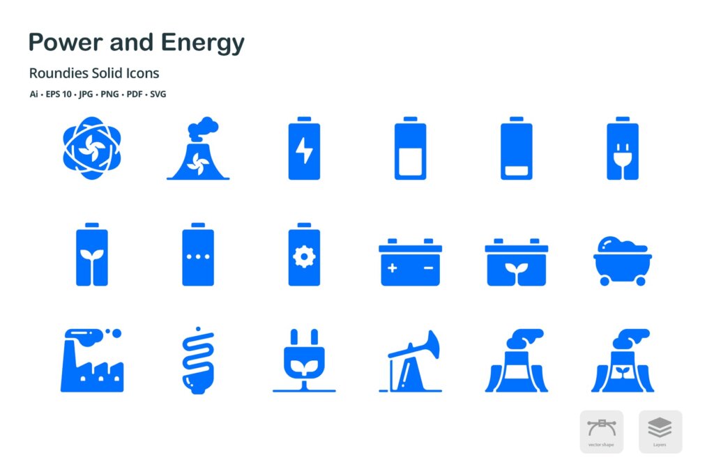 环保节能表示系列创意剪影图标源文件下载Energy and Power Roundies Solid Glyph Icons插图4