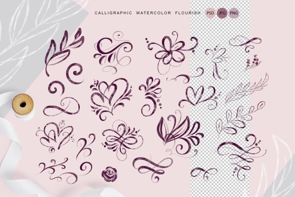 婚礼邀请函/情人节项目装饰图案纹理素材Flowers Letters watercolor alphabet插图4