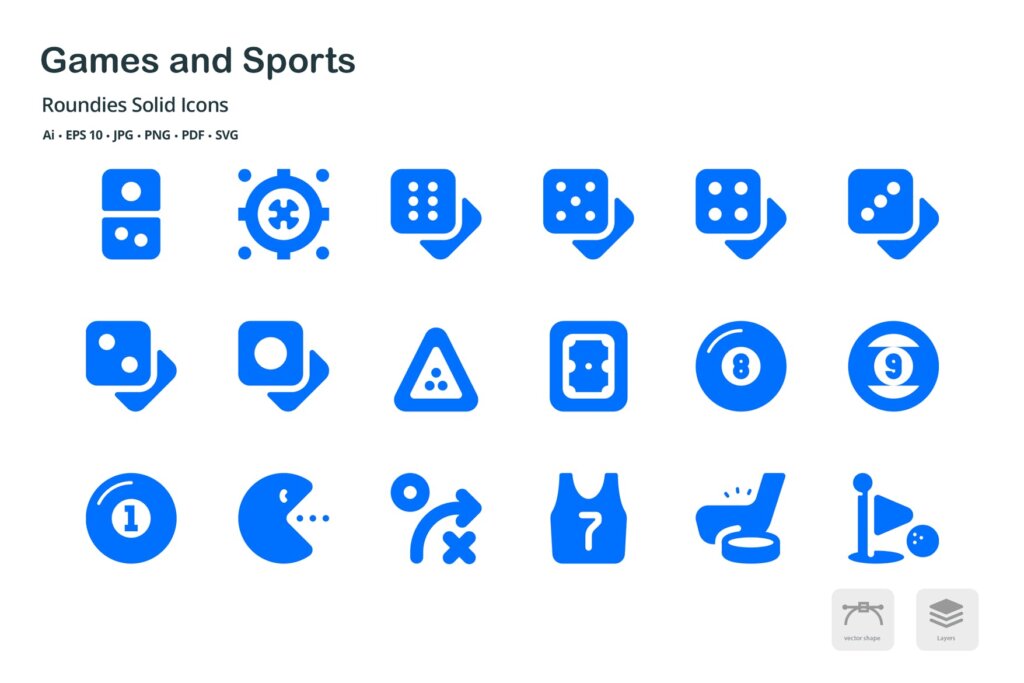 游戏和运动创意系列图标源文件下载Games and Sports Roundies Solid Glyph Icons插图4