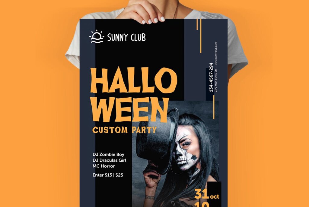 创意版式万圣节海报传单模板素材下载Halloween Party Poster Flyer W4SKEA插图3