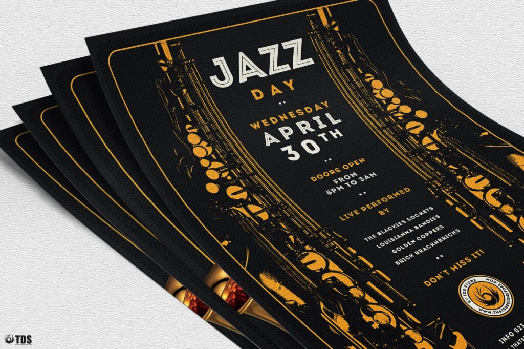 爵士音乐海报传单素材模板Jazz Day Flyer Template V2插图4