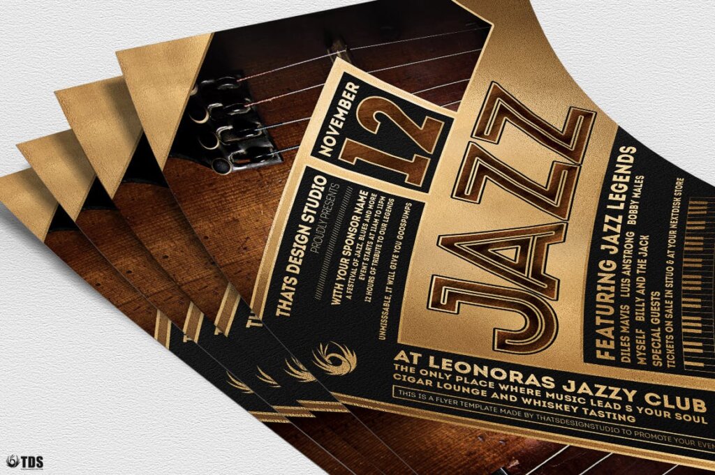 精致版式爵士音乐节传单模板素材Jazz Festival Flyer Template V5插图3