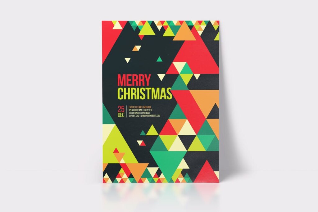 几何拼图概念海报传单素材下载Minimal Christmas Flyer 2插图4