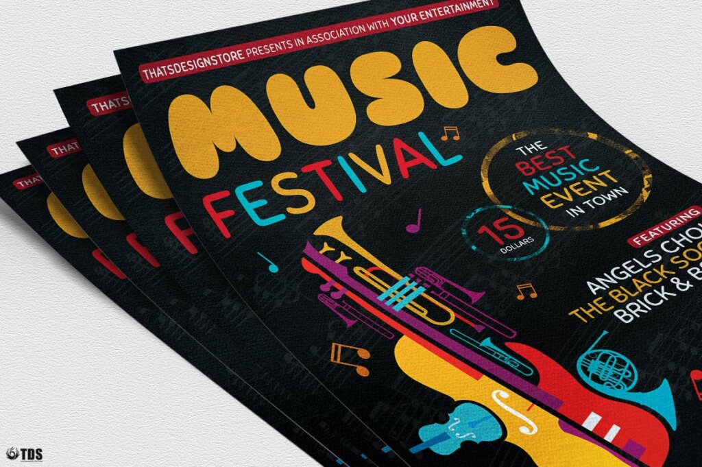 音乐节传单海报模版素材下载Music Festival Flyer Template V10插图4