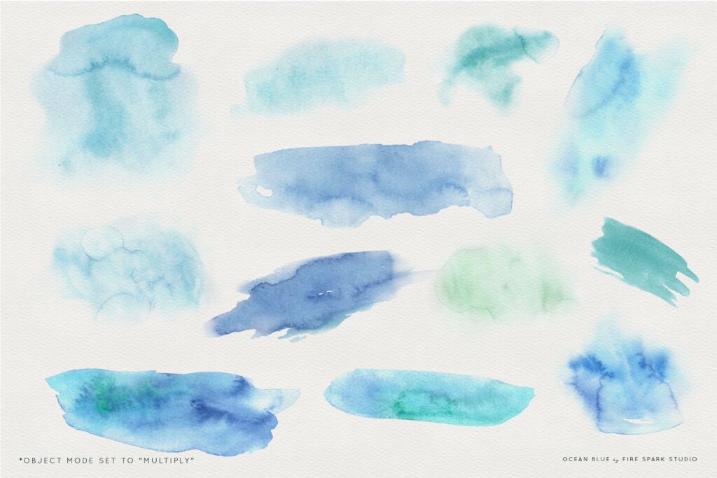 海洋动植物/海鲜品牌包装装装饰图案纹理素材Ocean Blue Watercolor Illustrations插图4