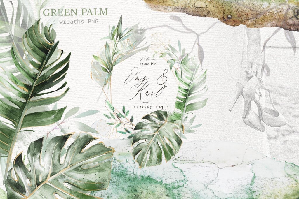 棕榈叶装饰图案纹理素材模版下载Palm petals X7RQNGL插图4