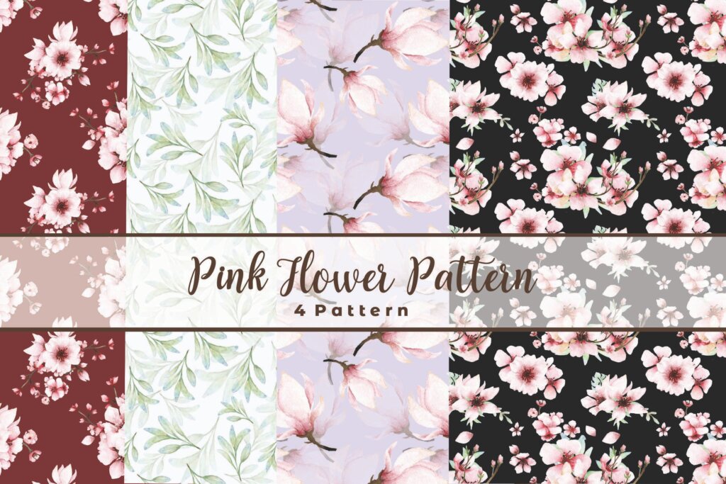 粉红色的花-樱花水彩集Pink Floral Sakura Watercolor Set插图4