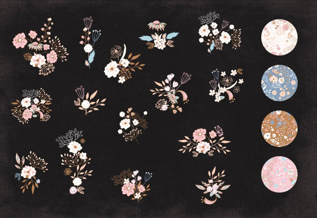 浪漫花朵女性服装装饰图案纹理素材下载Romantic Flowers UR75JC插图4