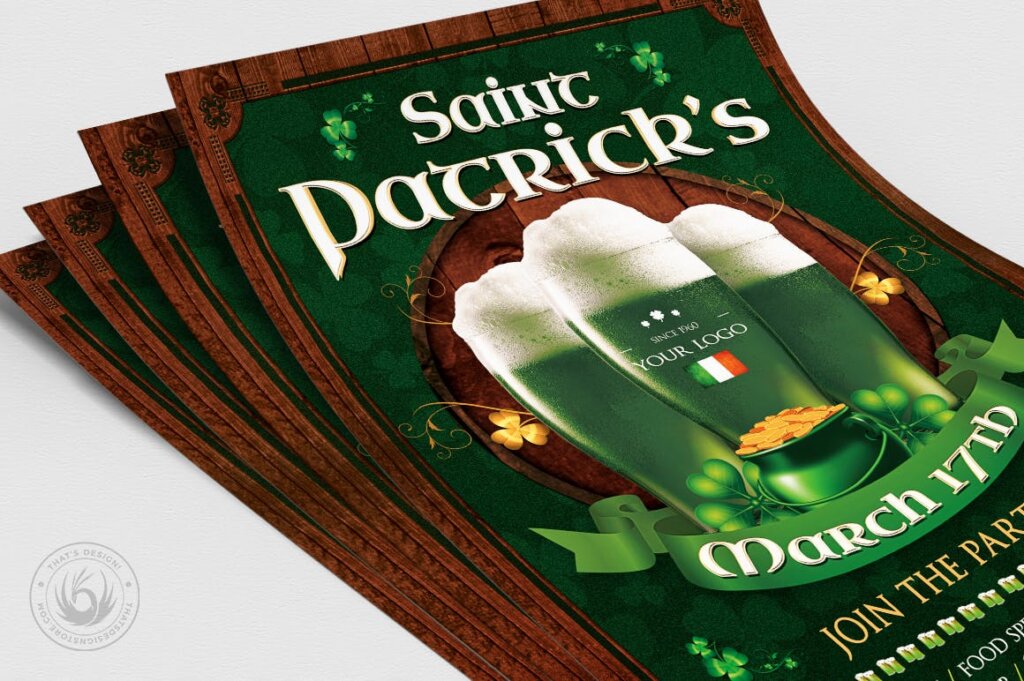 夏季啤酒节海报传单素材下载Saint Patricks Day Flyer Template V8插图4