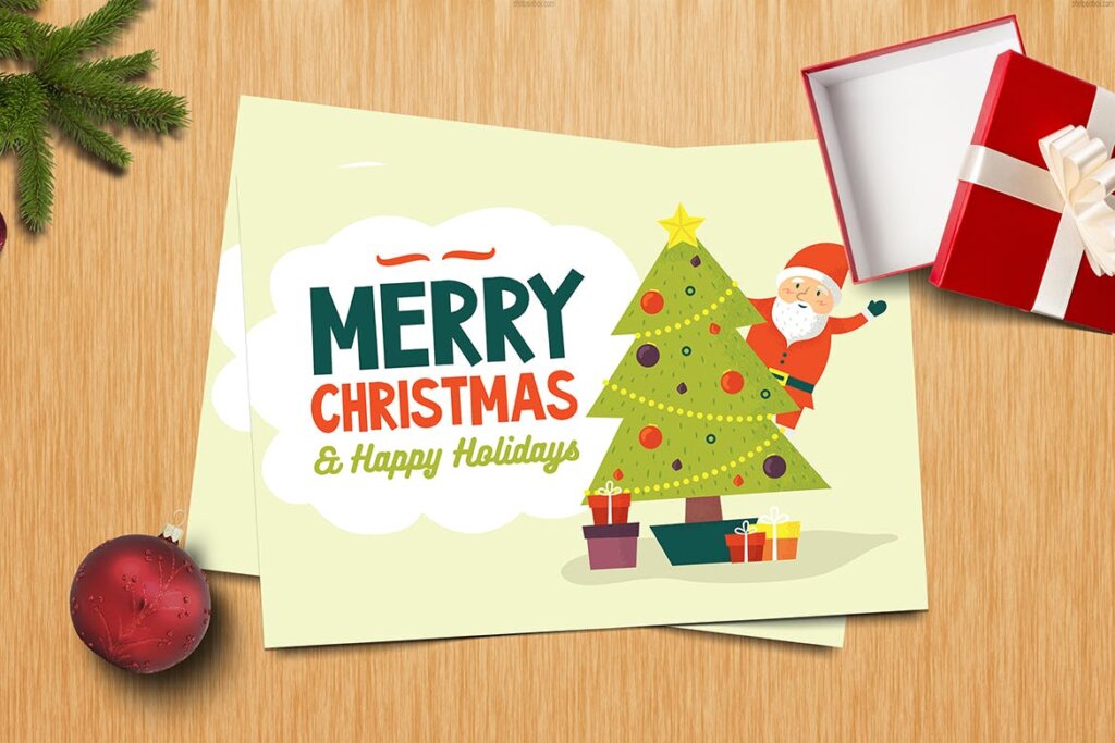 圣诞节明信片传单海报模版素材Set of Christmas Card Background插图4