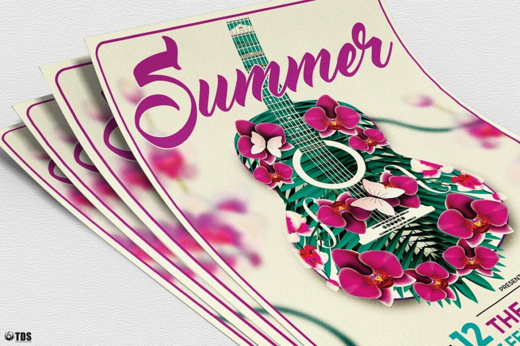 夏季音乐小提琴音乐会传单海报模板素材Summer Unplugged Flyer Template V1插图4