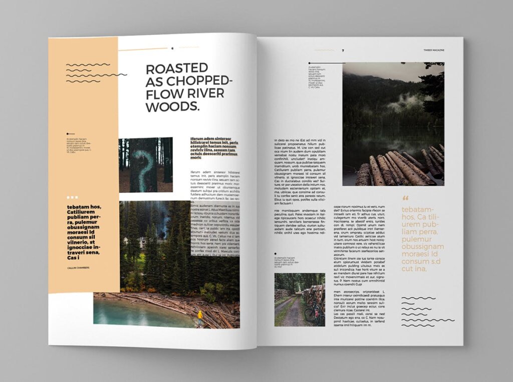 高端木材森林杂志手册模板素材下载Timber Magazine Template插图4