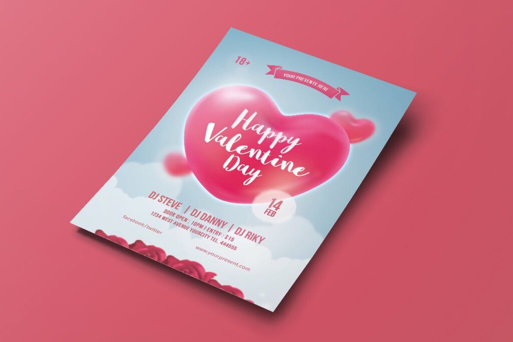 情人节相亲活动传单模版Valentine day Flyer插图4