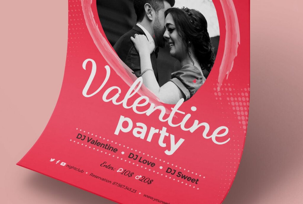 活动派对/活动在情人节活动派对传单模板素材Valentines Day Flyer Poster Event插图5