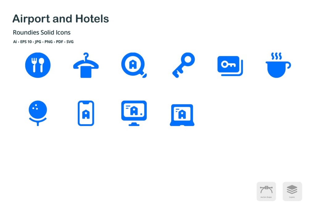 机场和酒店图标线性图标源文件下载Airport and Hotels Roundies Solid Glyph Icons插图5
