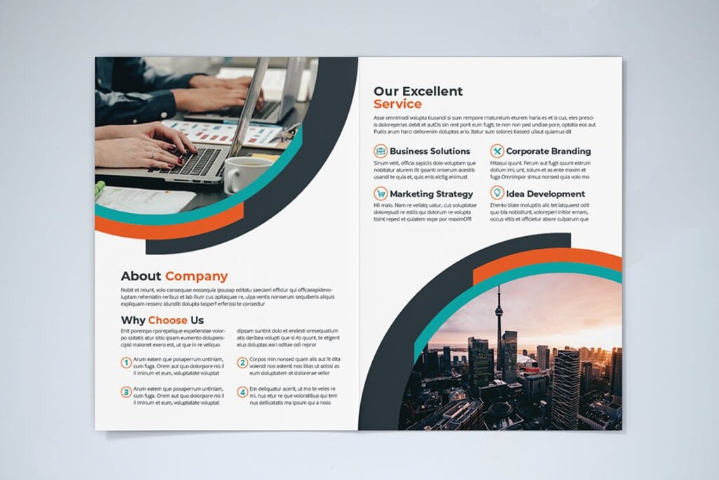 企业商务宣传册/企业三折页画册模板素材下载Bifold Business Brochure插图5