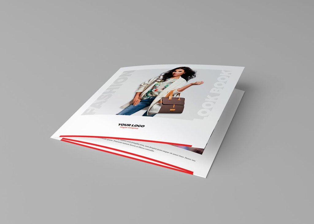 服装大促销宣传折页模版素材下载Brochure Fashion Look Book Tri Fold Square插图5