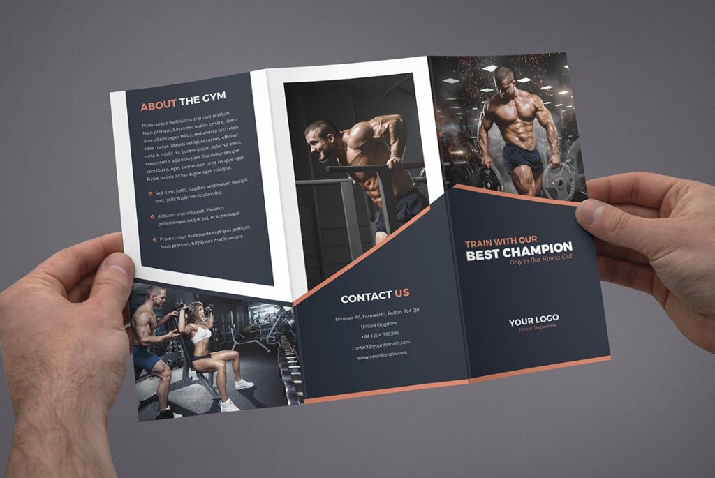 健身房俱乐部培训健身房传单海报模版素材下载Brochure Gym Tri Fold插图5