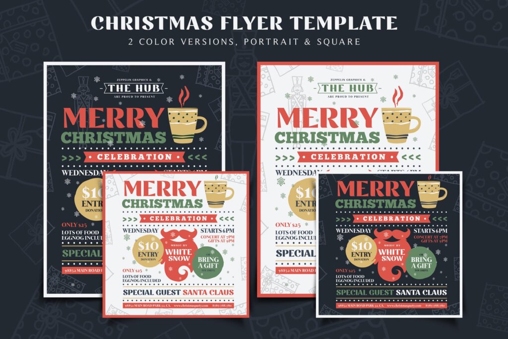 平安夜圣诞节活动派对传单海报模板素材下载Christmas Flyer Template Vol.1插图5