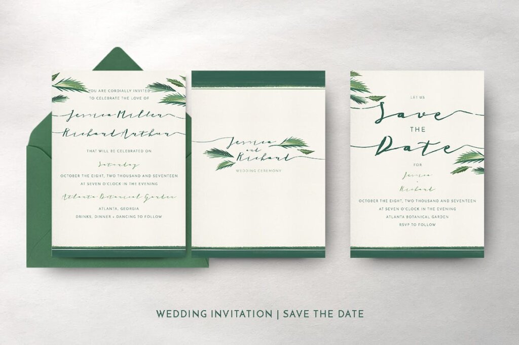婚礼邀请婚礼邀请品牌策划传单海报模板素材下载Classy Tropical Invitation插图5