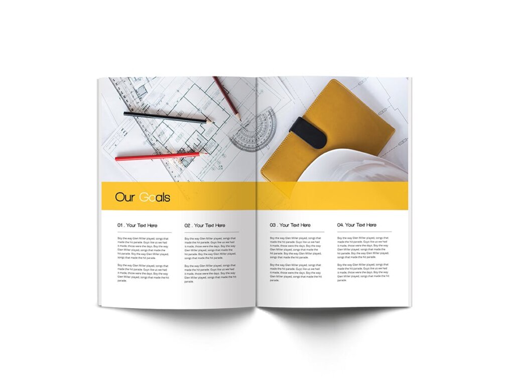简约文艺施工A4尺寸宣传册画册模板素材下载Construction A4 Brochure插图5