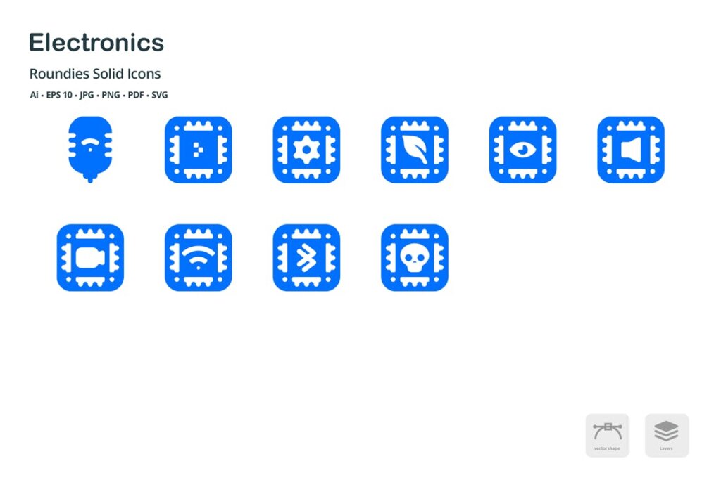 电子设备剪影系列图标源文件下载Electronics Roundies Solid Glyph Icons插图5