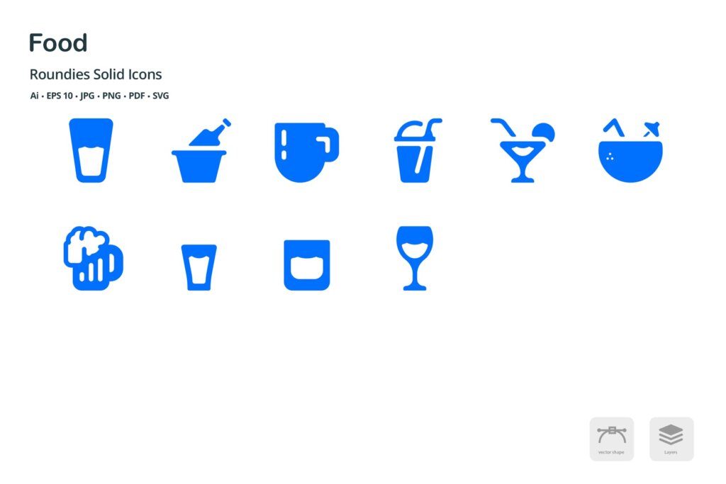 食品和饮料系列图标文件下载素材Foods and Beverages Roundies Solid Glyph Icons插图5