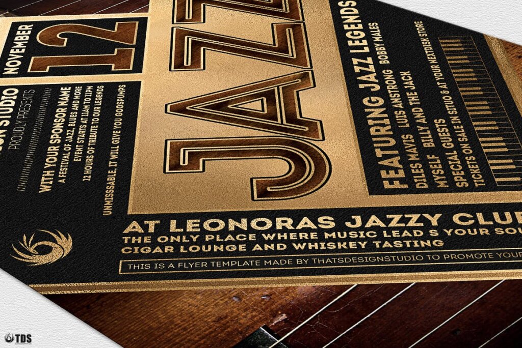 精致版式爵士音乐节传单模板素材Jazz Festival Flyer Template V5插图4