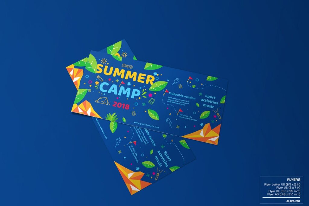 夏季节日传单海报模版素材下载Kids Summer Camp-Set Template插图5