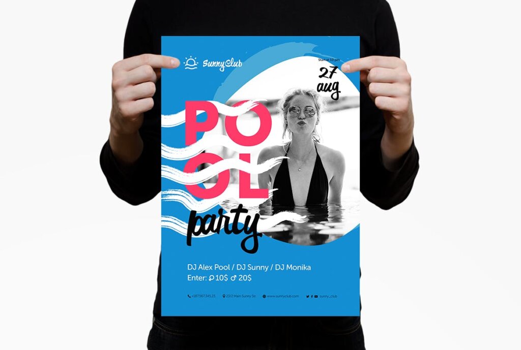 夏季泳池活动派对传单海报模板素材下载Pool party poster插图4