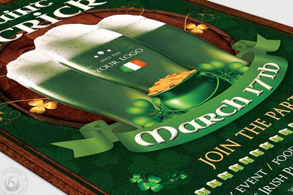 夏季啤酒节海报传单素材下载Saint Patricks Day Flyer Template V8插图5