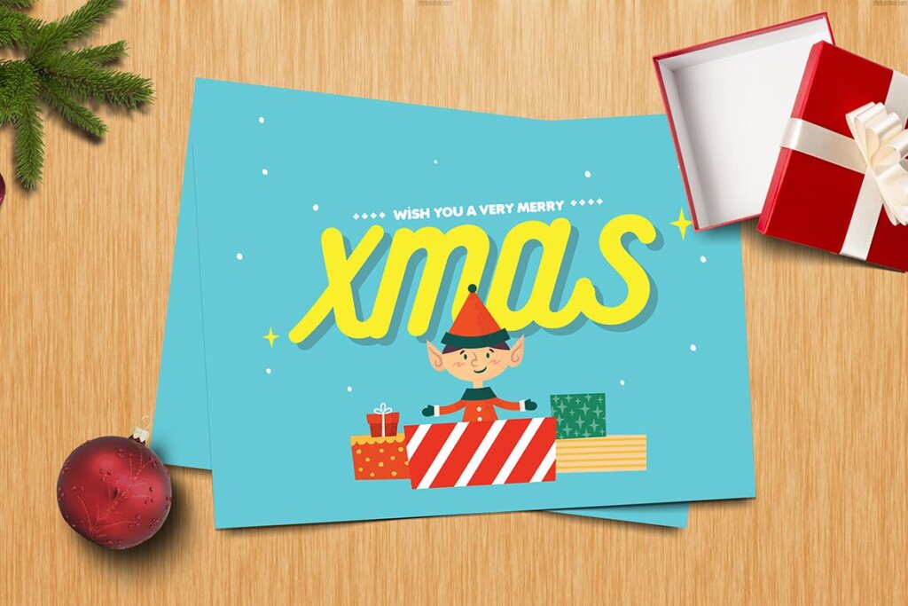 圣诞节明信片传单海报模版素材Set of Christmas Card Background插图3