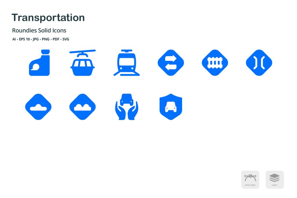 各式运输车辆系列创意图标素材模版Transportation Roundies Solid Glyph Icons插图5