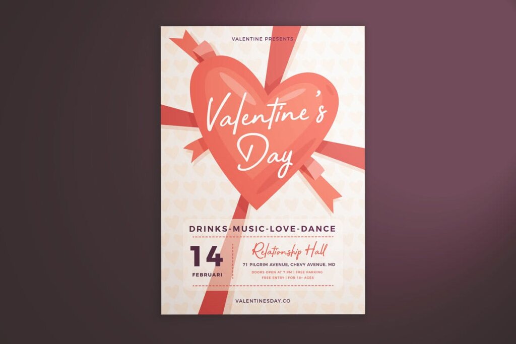 情人节派对/情人节节日海报传单模版素材下载Valentine’s Day Flyer Vol. 01插图5