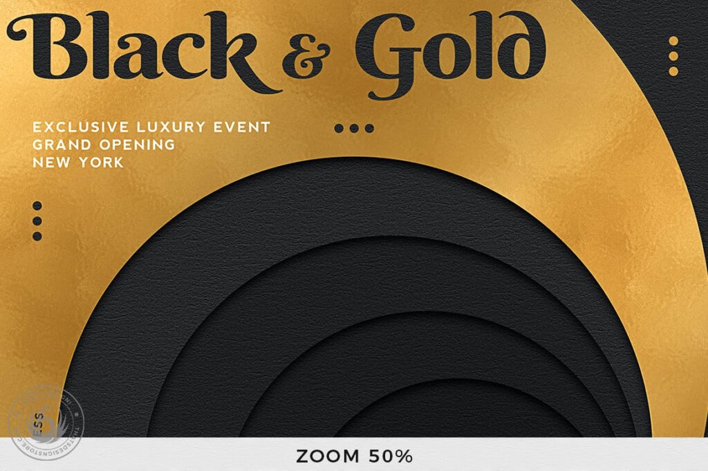 一点透视黑色和金色传单海报模板素材Black and Gold Flyer Template V11插图6