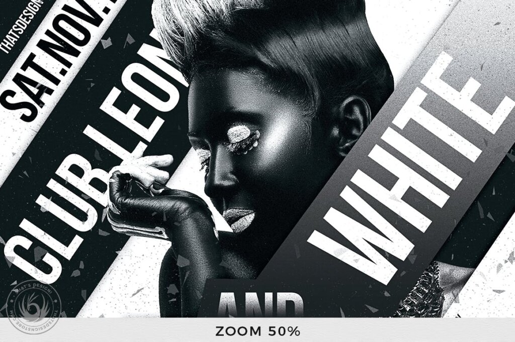 黑色音乐会主题海报传单模板素材Black and White Party Flyer Template VWKL7E3插图6
