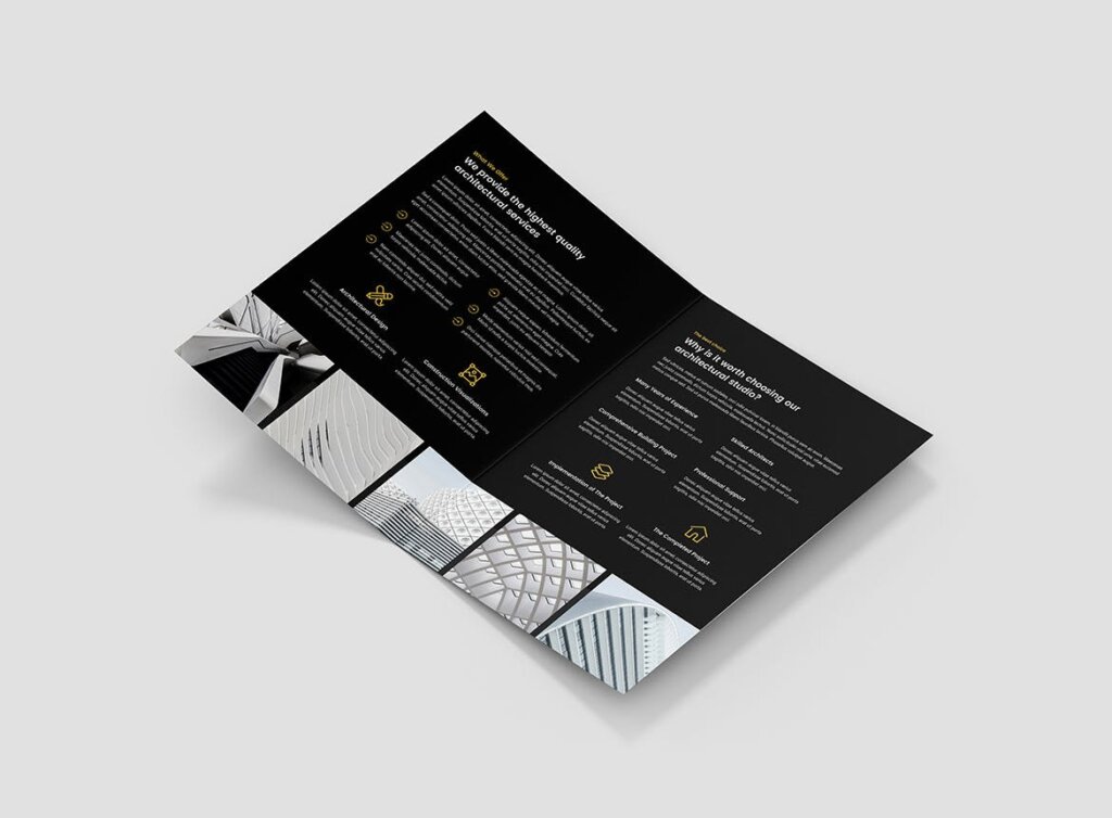 建筑工作室投资组合三折页模板素材下载Brochure Architect Bi Fold插图6