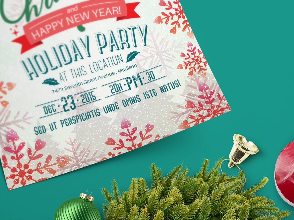 圣诞快乐极致简洁风传单海报模板素材Holiday Party Flyer Template V2RK8Y插图6