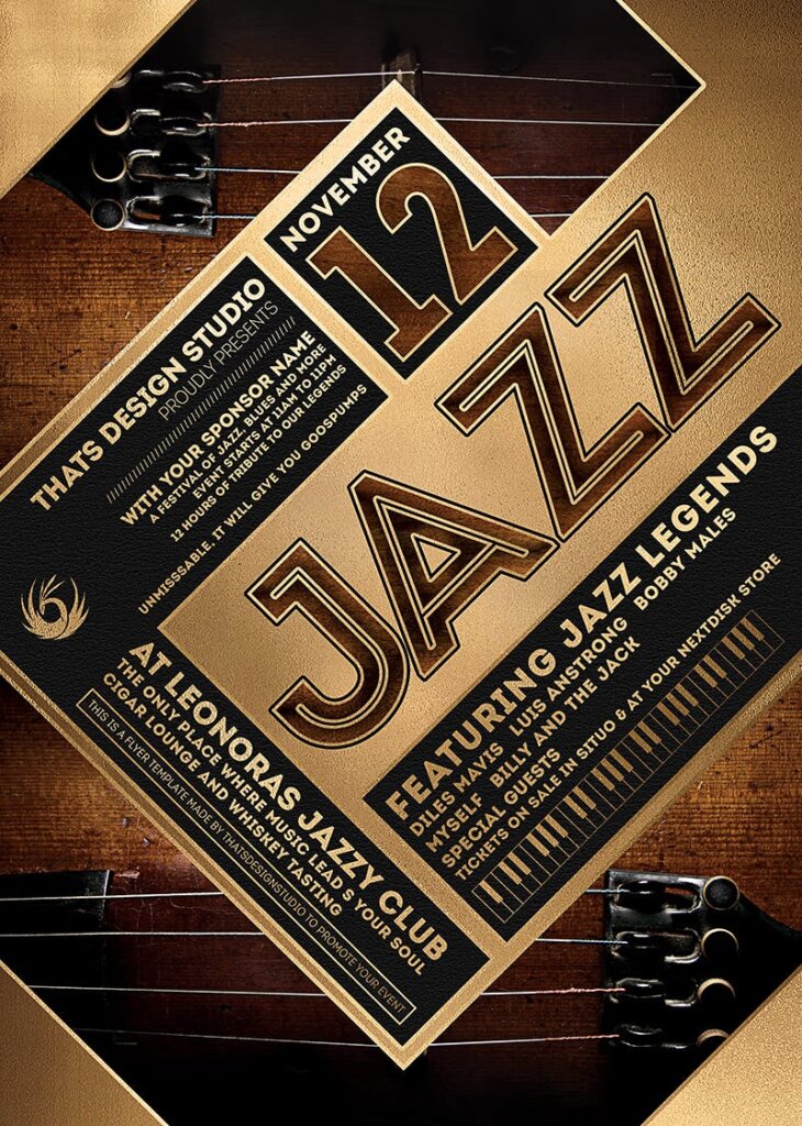 精致版式爵士音乐节传单模板素材Jazz Festival Flyer Template V5插图5