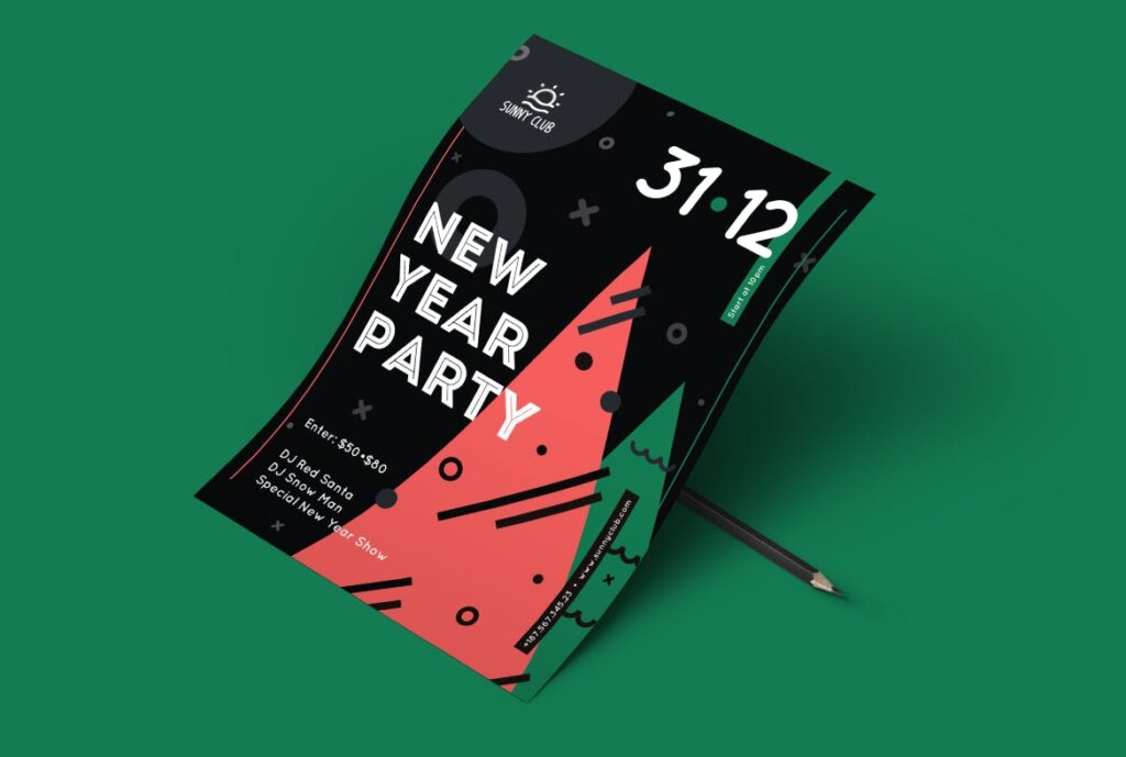 新年插图元素新年海报传单模板素材下载New Year Party Poster 2插图6