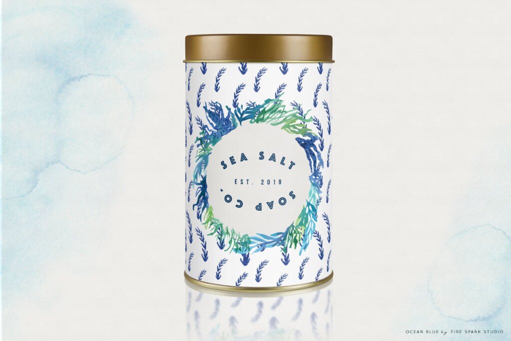 海洋动植物/海鲜品牌包装装装饰图案纹理素材Ocean Blue Watercolor Illustrations插图6