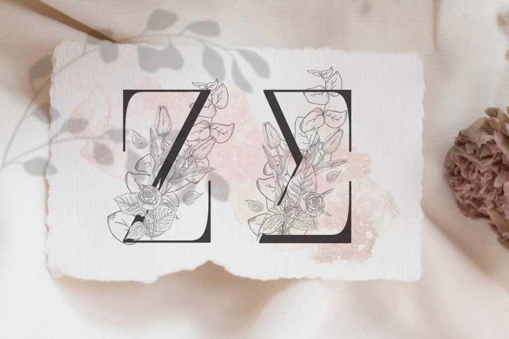 文艺简约婚礼装饰图案/女性时尚日化用品素材Spring Vibes Floral Alphabet插图6