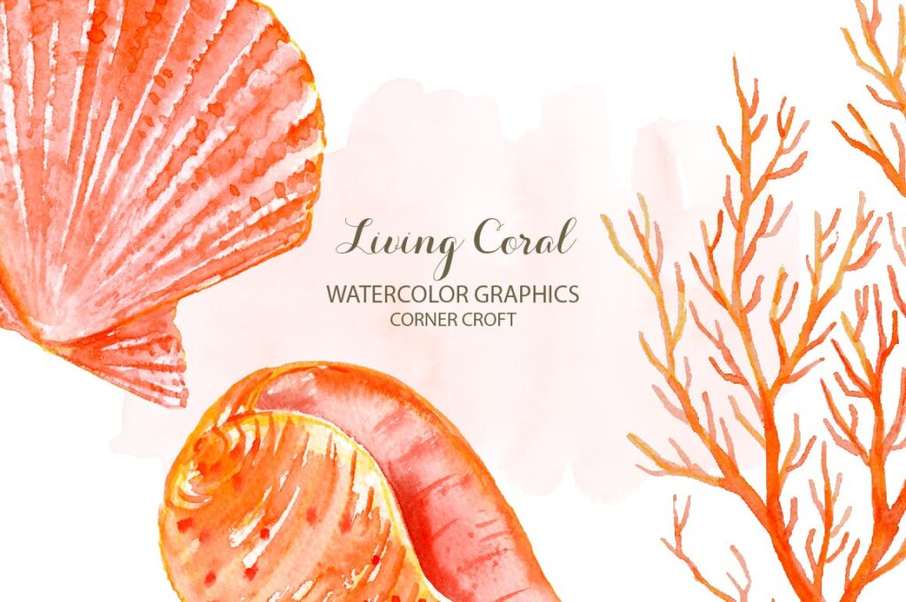 海洋动植物水彩剪纸活珊瑚装饰图案纹理素材Watercolor clipart living Coral插图5